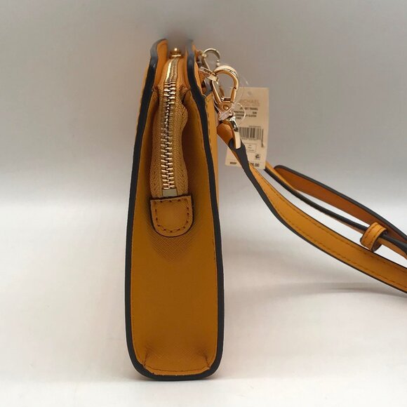 Michael Kors Sun Yellow Saffiano Leather Jet Set Travel Convertible Crossbody - Picture 4 of 11